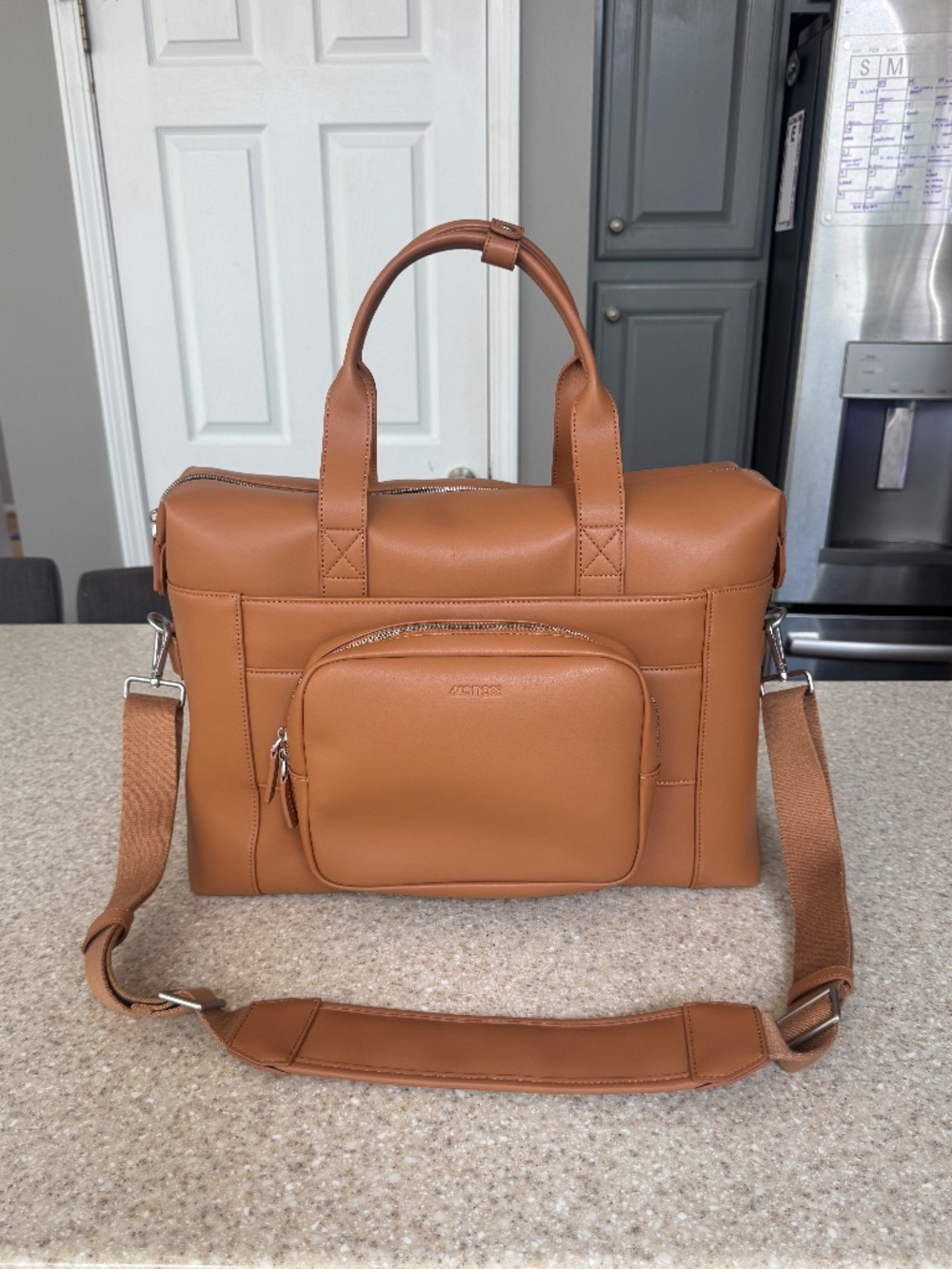 Monos Metro Duffel Saddle Tan Vegan Leather Travel Bag
